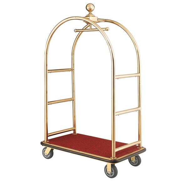 Global Industrial Gold Stainless Steel Bellman Cart Curved Uprights 6 Rubber Casters, 41-1/4L x 24W x 73H 985118GD - main